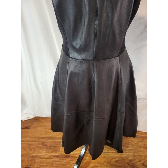 Halogen Black Leather Dress & Ponte Knit Fit & Flare Size 2 XS Edgy - Picture 3 of 7